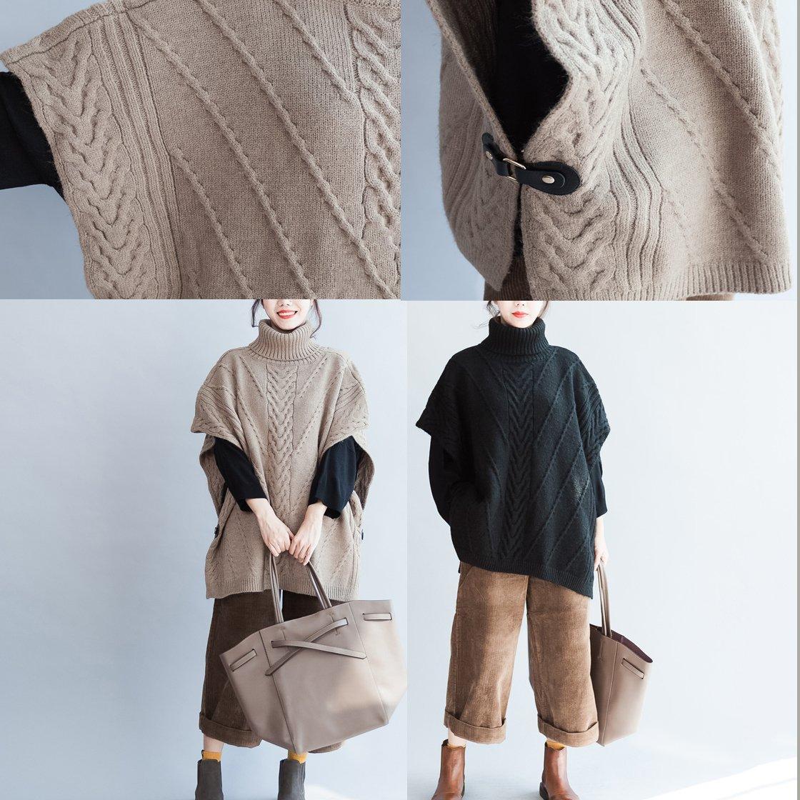 autumn cable knit sweater black plus size cotton big waistcoat - Omychic