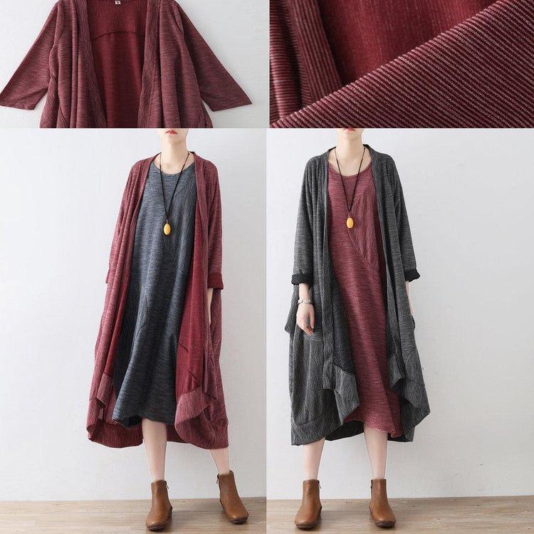 autumn new warm cotton cardigans plus size casual batwing sleeve trench coats - Omychic