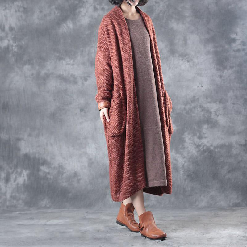 autumn plus size  woolen cardigans plus size casual long sleeve sweater trench coat - Omychic