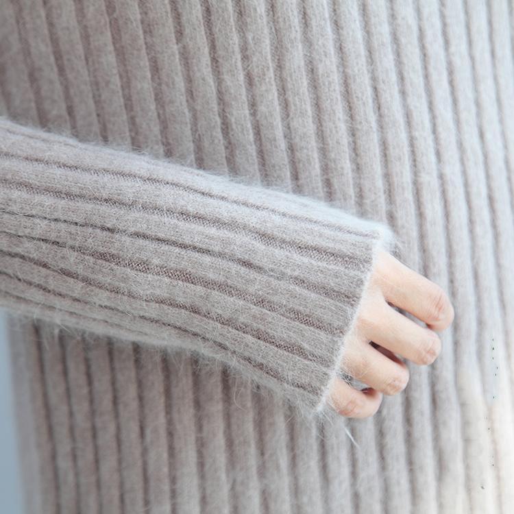 autumn thick warm woolen high neck sweater loose slim fit knitted sweaters - Omychic