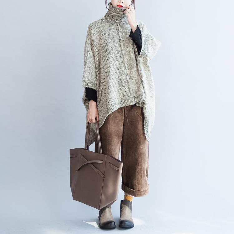 autumn unique cotton pullover sweaters plus size high neck knit tops - Omychic