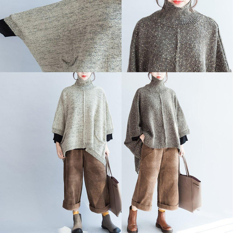 autumn unique cotton pullover sweaters plus size high neck knit tops - Omychic
