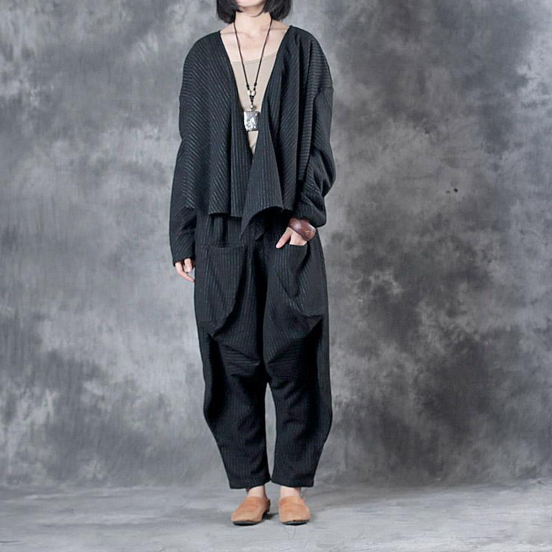 autumn unique women woolen blended chunky oversize coats and asymmetric casual pants - Omychic