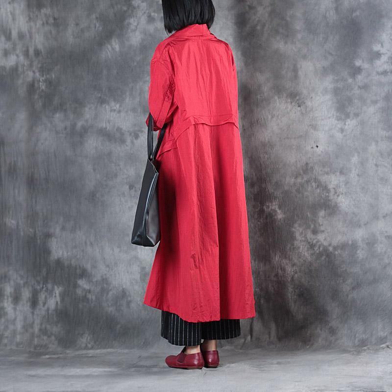 autumn winter red wrap coat plus size long sleeve big hem cardigan - Omychic
