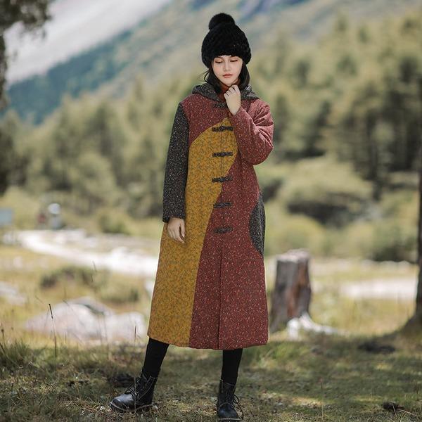 Print Floral Chinese Style Winter Women Clothing Warm Parkas - Omychic