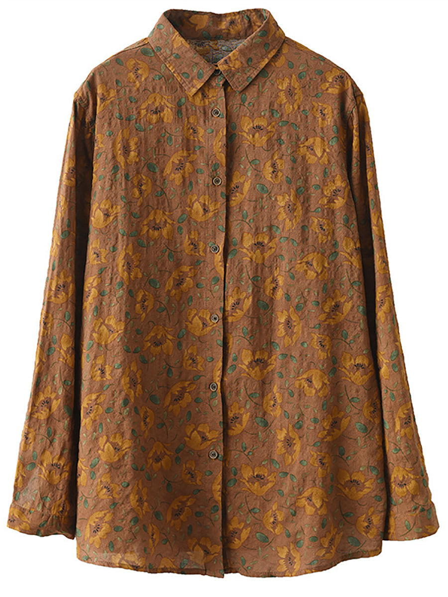 Vintage Floral Button T-shirt Spring