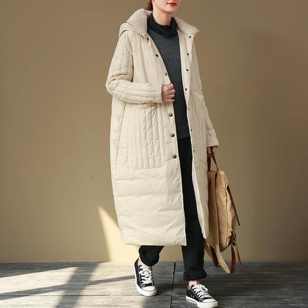 Warm Hooded Single Breasted Pockets 2021 New Pockets Warm Thick Korean Style Down Coats - Omychic
