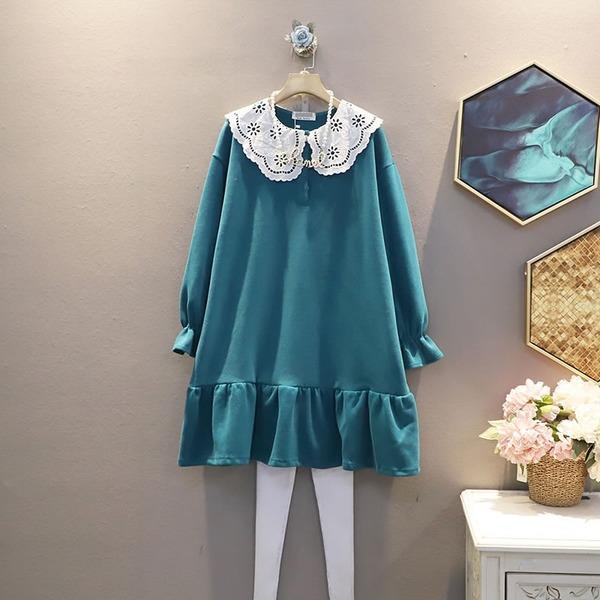 Winter Fashion Elegant Loose Patchwork Pleated Dress Loose Casual Pullover Dress - Omychic