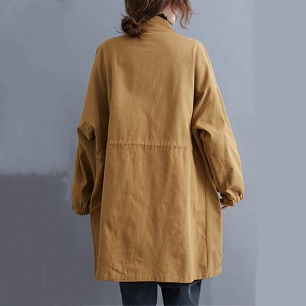 cotton plus size Oversized vintage casual loose midi winter autumn spring trench coat - Omychic