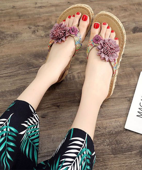 Beautiful Coffee Floral Holiday Thong Sandals