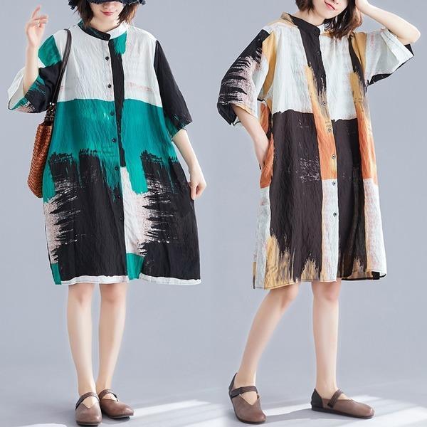 cotton linen vintage korean style plus size Casual loose long summer shirt women blouse 2020 clothes ladies tops streetwear 5XL - Omychic