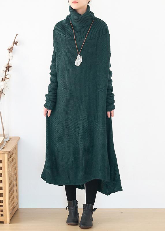 back open Sweater high neck dress outfit Moda blackish green  Hipster knitted tops - Omychic