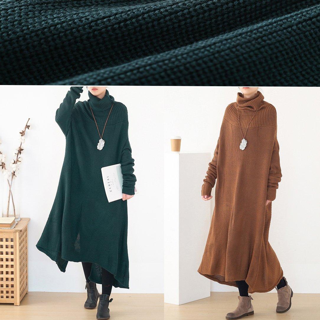 back open Sweater high neck dress outfit Moda blackish green  Hipster knitted tops - Omychic