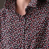 baggy black floral cotton blouse casual holiday tops vintage lapel collar long sleeve natural cotton shirt - Omychic