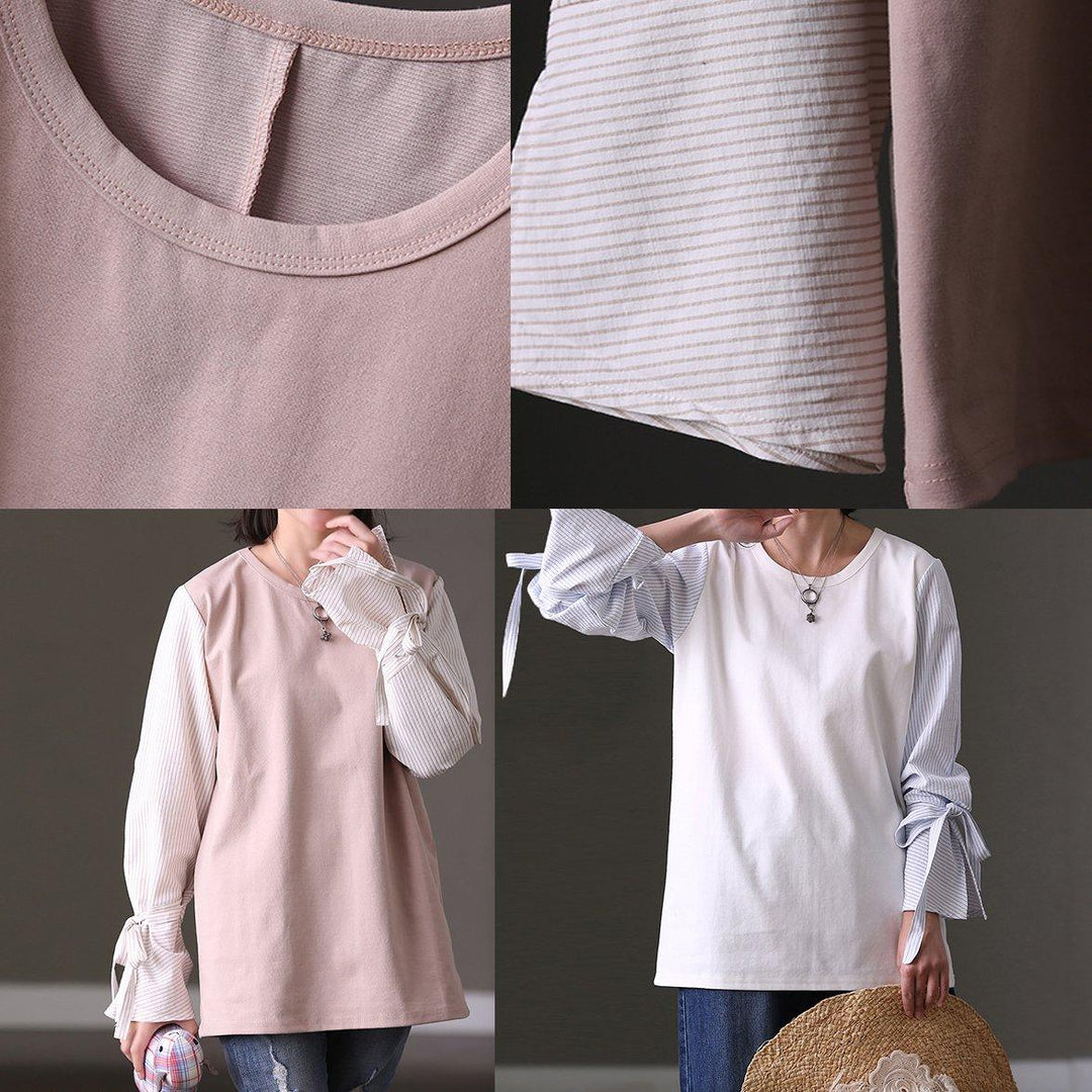 Baggy Khaki Linen Loose Fitting Linen Clothing Blouses Boutique O Neck Patchwork Linen T Shirt - Omychic