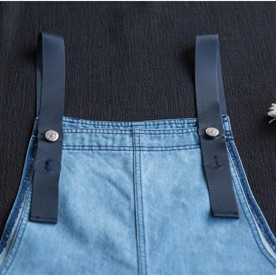 baggy loose blue cotton jeans plus size casual jumpsuit pants - Omychic
