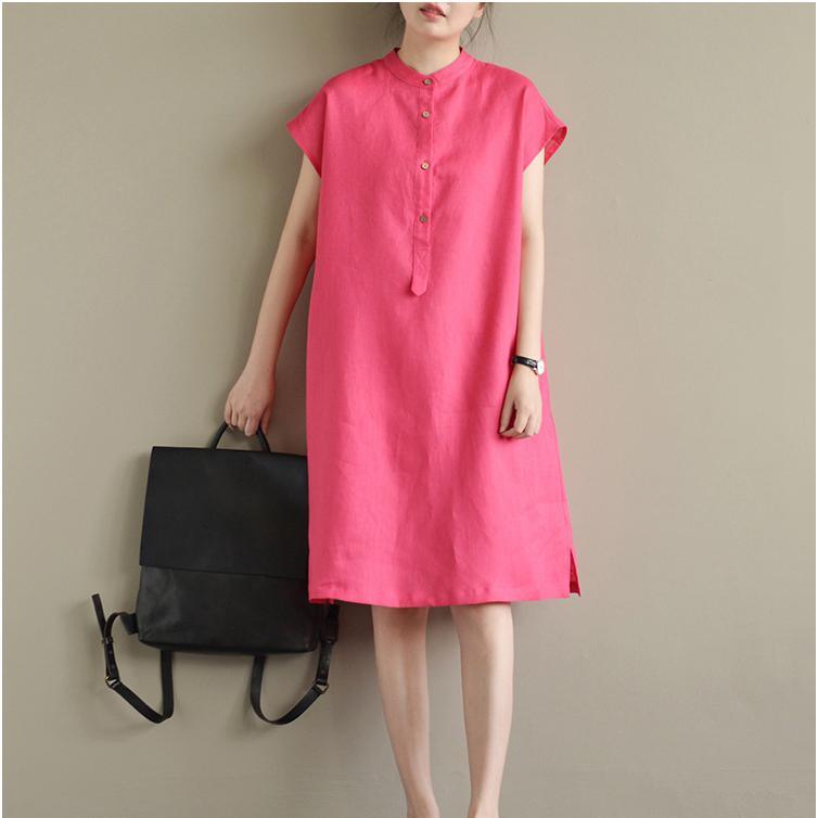 baggy loose linen dresses plu size casual dresses short sleeve maternity dress - Omychic