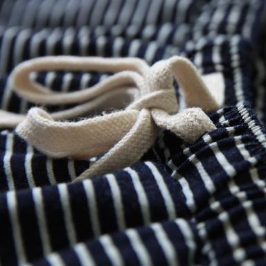 baggy stylish navy striped pants plus size cotton elastic waist shorts - Omychic