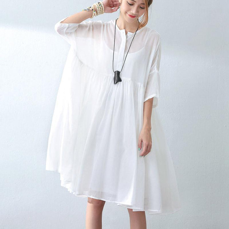 baggy white cotton dress oversize high waist caftans women two pieces maxi dresses - Omychic
