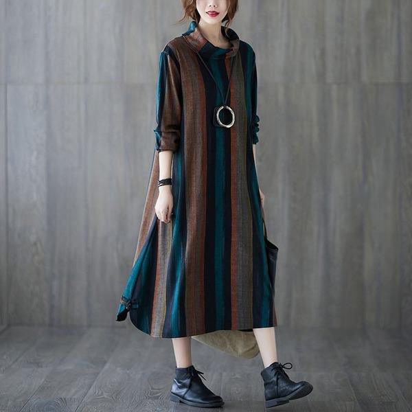 Plus Size Women Casual Long Dress New 2020 Thick Warm Dresses - Omychic