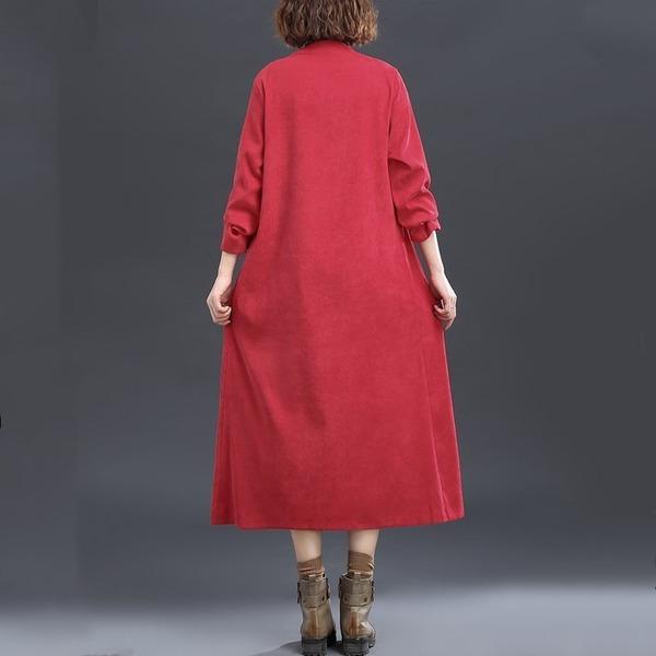 corduroy plus size Oversized vintage women casual loose long autumn spring female trench coat - Omychic