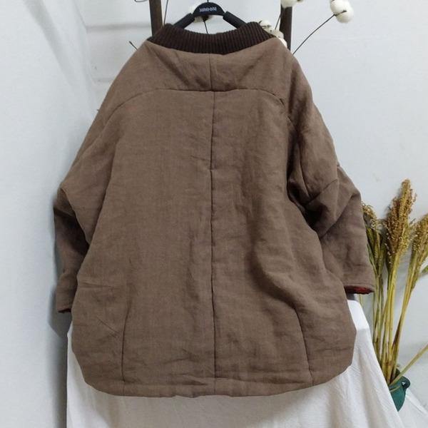 Vintage Linen Coffee Parkas  Style Thick Original Female Parkas - Omychic