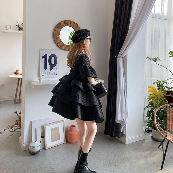 Plaid Dress Fashion New Women Black Perter Pan Collar Small Fresh 2020 Winter Goddess Fan Casual Loose Dress - Omychic