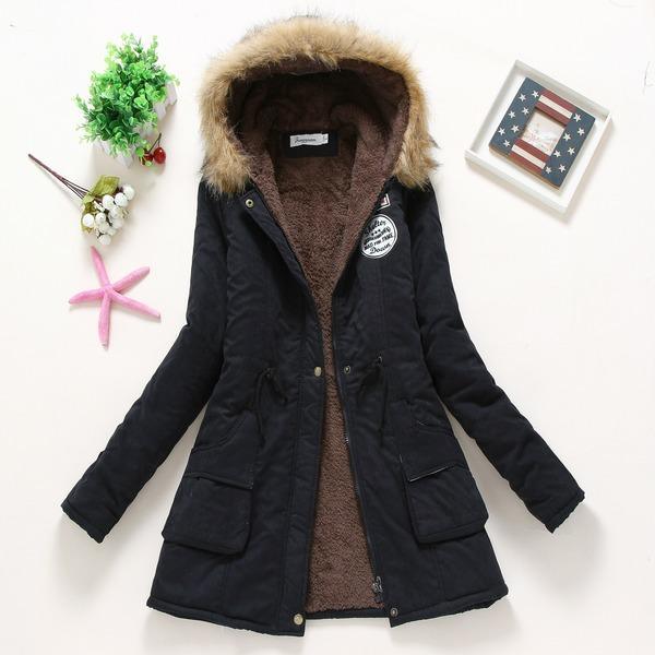 Winter women coat  Casual Outwear Military Hooded fur Coat Down Jackets - Omychic