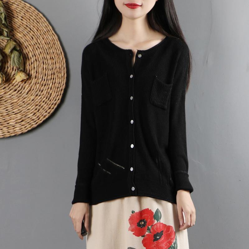 black box top oversized fall knitwear long sleeve - Omychic