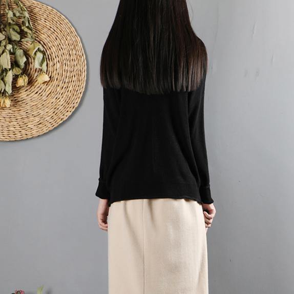 black box top oversized fall knitwear long sleeve - Omychic