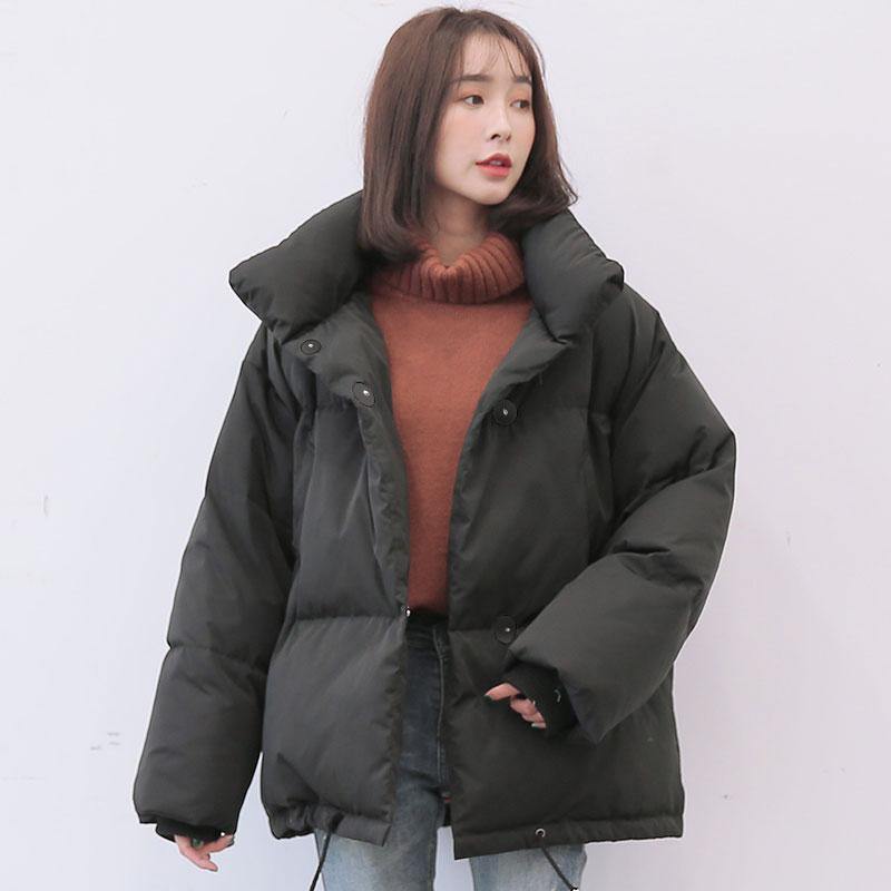 black goose Down coat casual stand collar snow jackets long sleeve coats - Omychic
