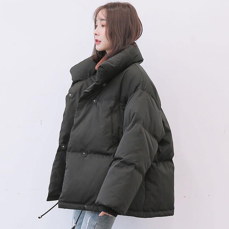 black goose Down coat casual stand collar snow jackets long sleeve coats - Omychic