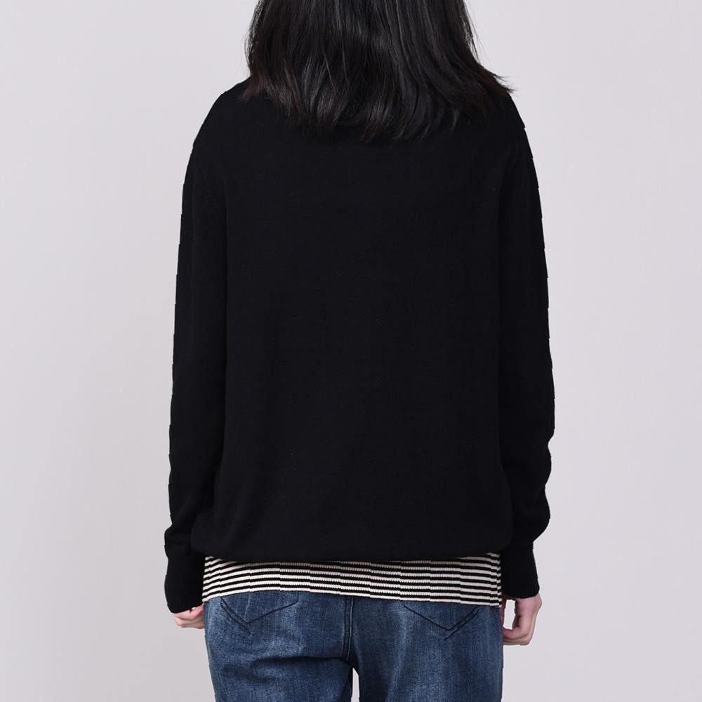 black high neck clothes For Women oversize autumn knitted blouse - Omychic