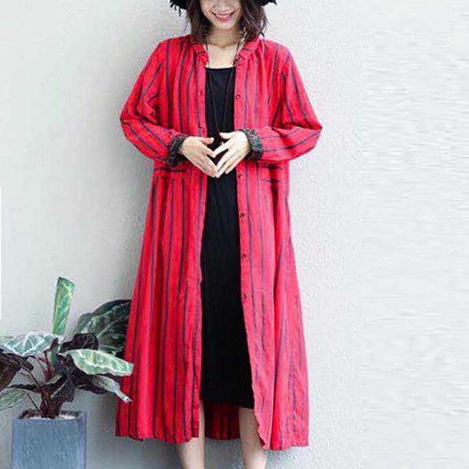 black striped linen dresses A linen maxi dress casual patchwork long shirt dress boutique casual cardigans - Omychic