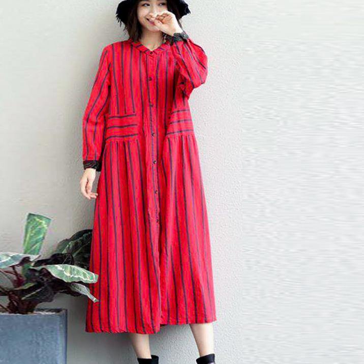 black striped linen dresses A linen maxi dress casual patchwork long shirt dress boutique casual cardigans - Omychic