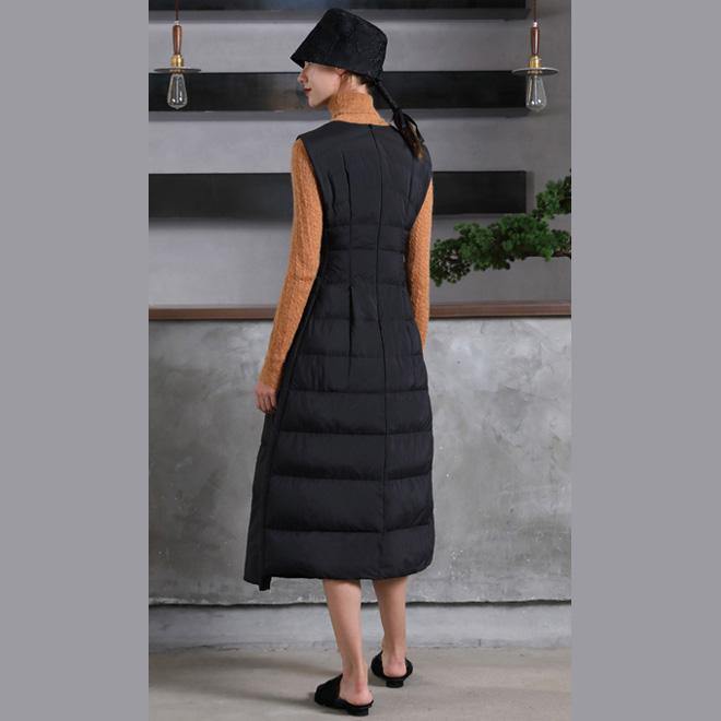 black warm winter dress casual tie waist winter dress sleeveless pullove dresses - Omychic