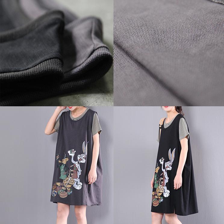 black animal print maternity dresses stylish fine cotton casual dress - Omychic