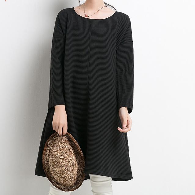 black cotton spring dresses plus size women shirt blouse top pullover - Omychic