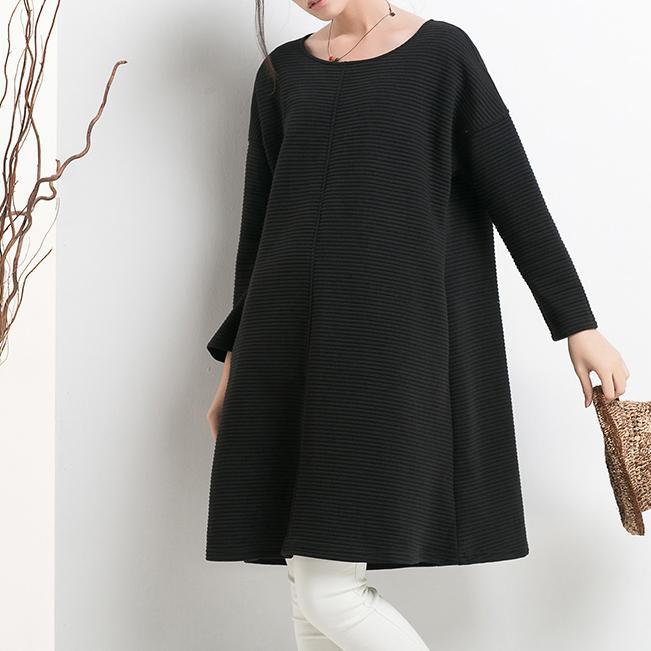 black cotton spring dresses plus size women shirt blouse top pullover - Omychic