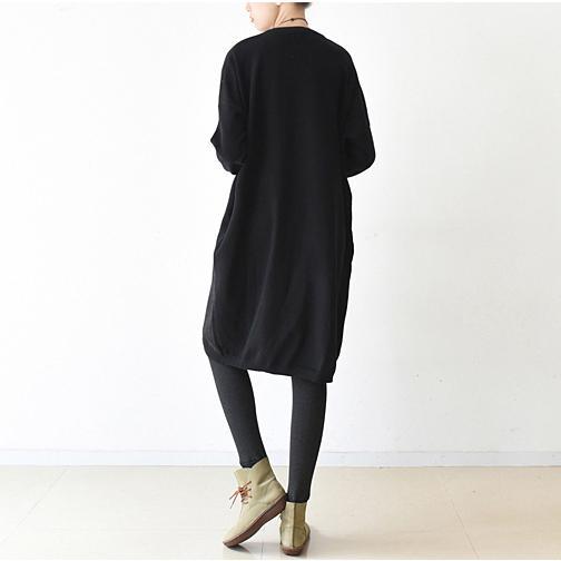 black new winter swan  oversized knit sweaters baggy sweater dresses - Omychic