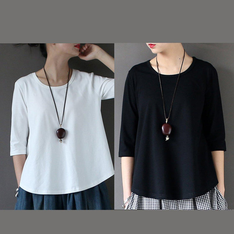 black top quality cotton blouse oversize casual stylish tops - Omychic