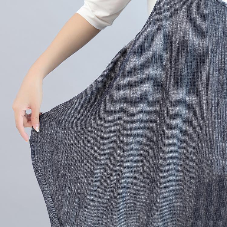 blue gray stylish cotton dresses plus size casual sleeveless maxi dress - Omychic