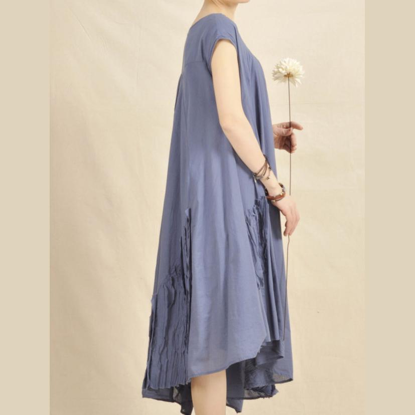 blue linen summer dress unique caftan dresses - Omychic