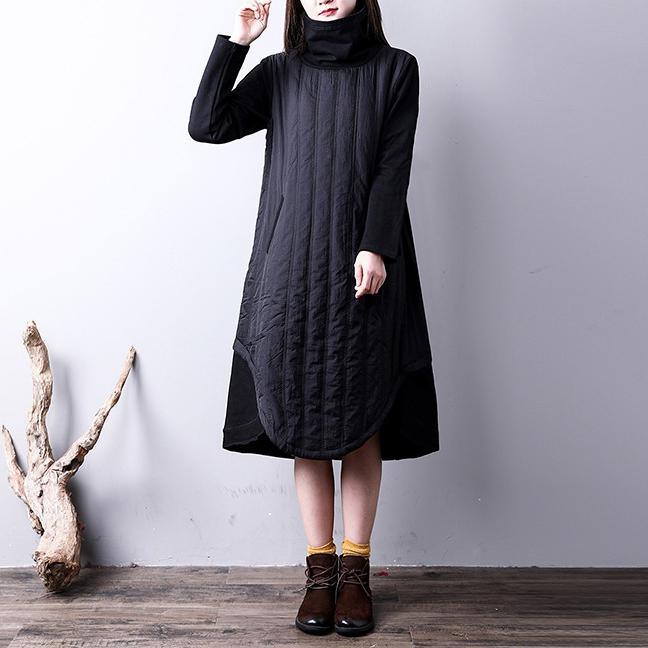 boutique black cotton dress oversize kaftans high neck YZ-2018111426 - Omychic