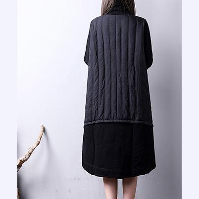 boutique black cotton dress oversize kaftans high neck YZ-2018111426 - Omychic