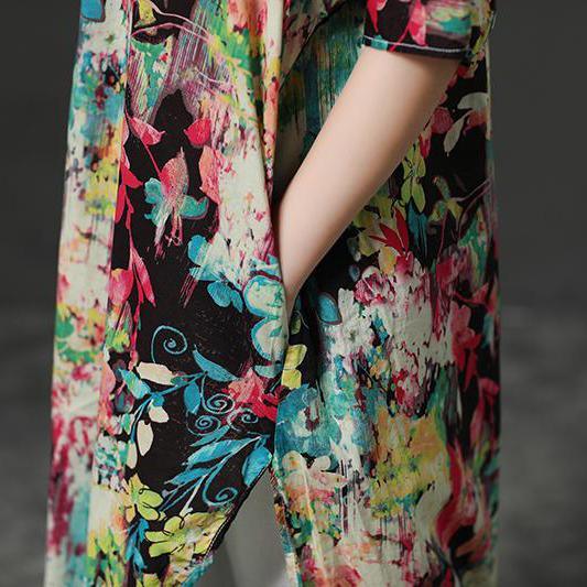 boutique cotton dresses plus size Loose Flower Shoulder Sleeve Summer Dress - Omychic