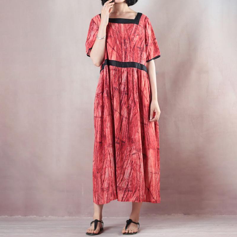 boutique silk linen dress stylish Red Loose Casual Short Sleeve Summer Silk Linen Dress - Omychic