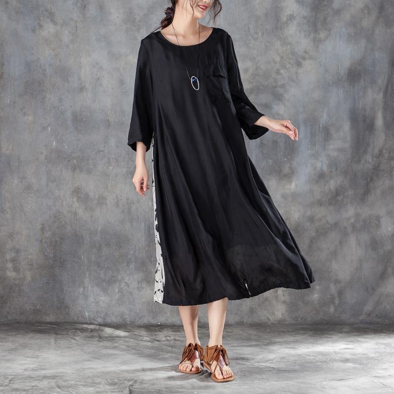 boutique silk linen sundress plus size Women Loose Stylish Dress Casual with Pocket - Omychic