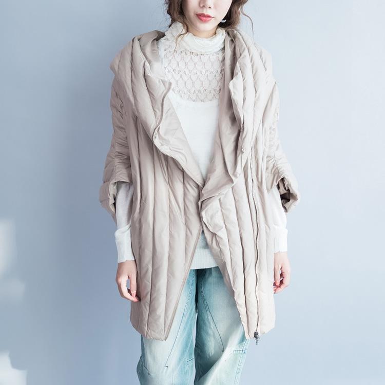 boutique Beige O shape down coat oversize quilted coat Casual long cardigans - Omychic