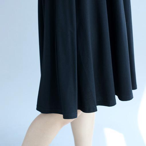 boutique black Midi cotton dresses oversized shirt dress women trumpet sleeves big hem dress - Omychic